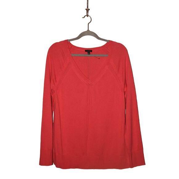 TALBOTS $98 Long Sleeve Lightweight V-Neck Tunic Sweater Poppy Red‎ Medium - Picture 1 of 3
